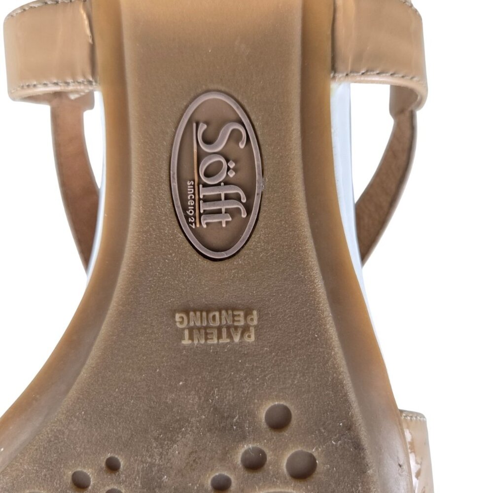 Sofft Bali Flat Sandals 9M White Tan Patent Cork Footbed Buckle Closure - Picture 7 of 10